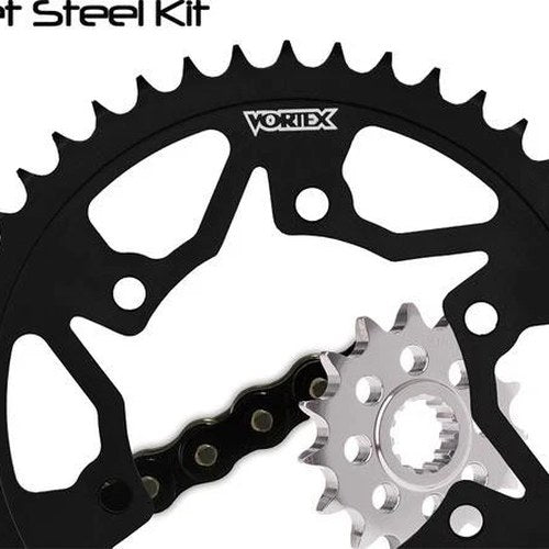 Vortex V3 Wss Chain & Sprocket Kit with Steel Rear Black 17/43T 525RX3-112