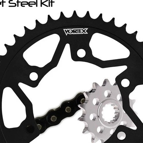 Vortex V3 Gfrs Chain & Sprocket Kit with Steel Rear Black 14/44T 520SX3-112