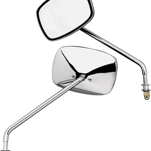 Emgo Screw-In 8mm Plain Face Mirror Set Long Stem Chrome Tinted Harley-Davidson