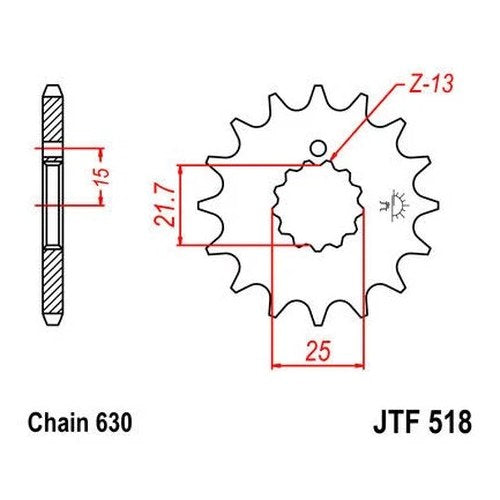 JT Front Sprocket 630 15T #JTF518.15 fits Suzuki/Kawasaki