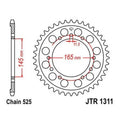 JT Steel Rear Sprocket 525 44T fits Honda NT650 Hawk GT 1988-1991