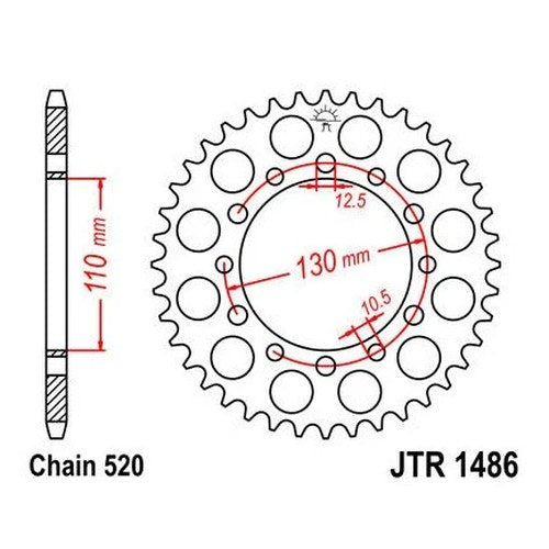 JT Steel Rear Sprocket 520 44T for Kawasaki/Yamaha Eliminator 250/FZ1