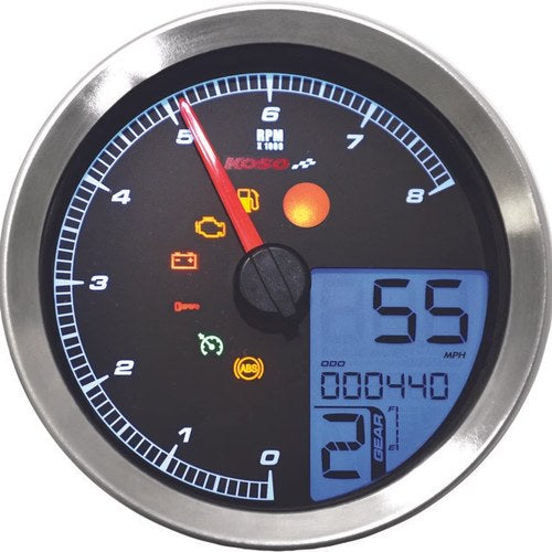 Koso HD-04 Electronic Speedometer/Tachometer Silver #BA051221 Harley Davidson