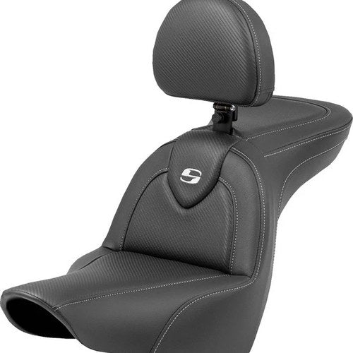 Saddlemen RoadSofa CF Seat With Backrest #284668 Harley Davidson