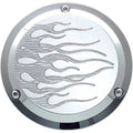 Joker Machine 3-Hole Derby Cover Flamed Chrome #921017FC Harley Davidson