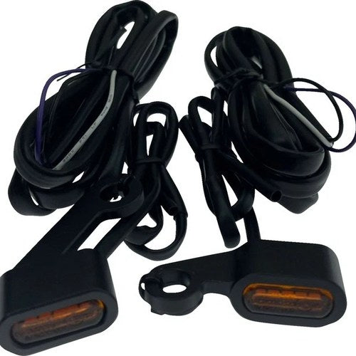 Drag Specialties LED Handlebar Marker Lights Glossy Black Amber #272144