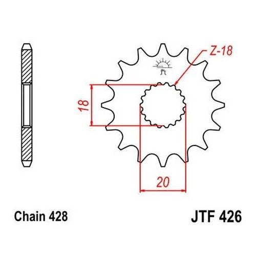 JT Front Sprocket 428 14T for Suzuki GN125E/RM100/RM125/DR125/GN125/SP125