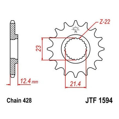 JT Front Sprocket 428 15T #JTF1594.15 Yamaha XT250 2008-2015