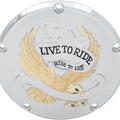 DS Live To Ride Derby Cover w/ Gold Eagle Harley Davidson 142655