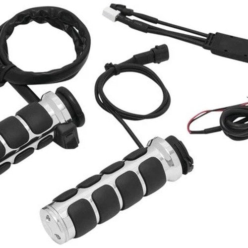 Kuryakyn Heated Iso Grips for Cable Chrome #6471 Harley Davidson