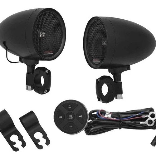 Kuryakyn Road Thunder Speaker Pods with Bluetooth Controller by Mtx Satin Black