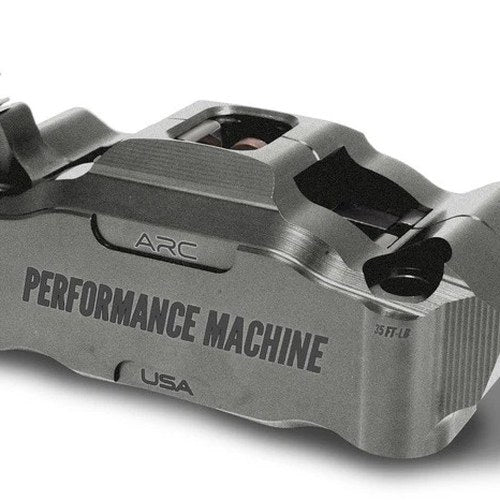 Performance Machine Radial Mount 4-Piston Brake Caliper Front Left Grey