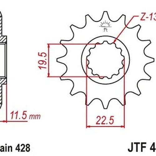 JT Front Sprocket 428 15T #JTF409.15 for Suzuki DR-Z125L 2003-2009/2012-2021