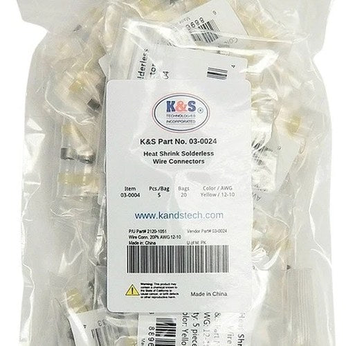 K&S Solderless Wire Connectors 20-Pack Yellow Awg 12-10
