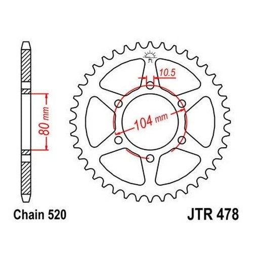 JT Steel Rear Sprocket 520 46T #JTR478.46 for Kawasaki