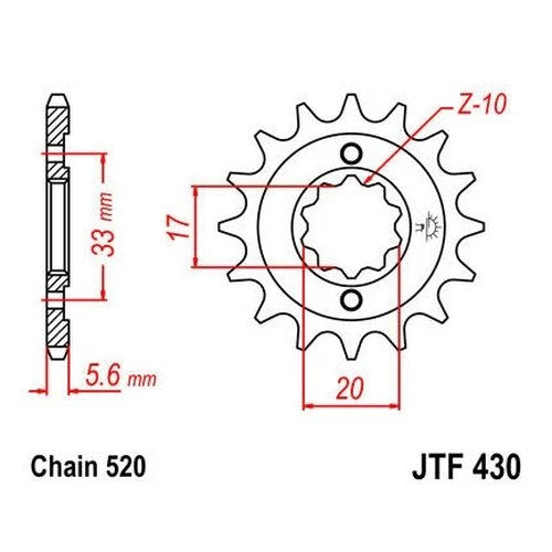 JT Front Sprocket 520 13T #JTF430.13 for Suzuki/Kawasaki RM-Z250/KX250F 4-Stroke