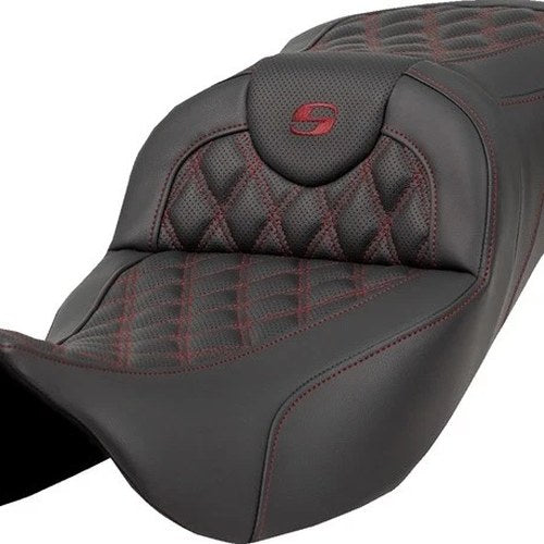 Saddlemen RoadSofa LS Ext. Reach Seat Burgundy Stitch #284775 Harley Davidson