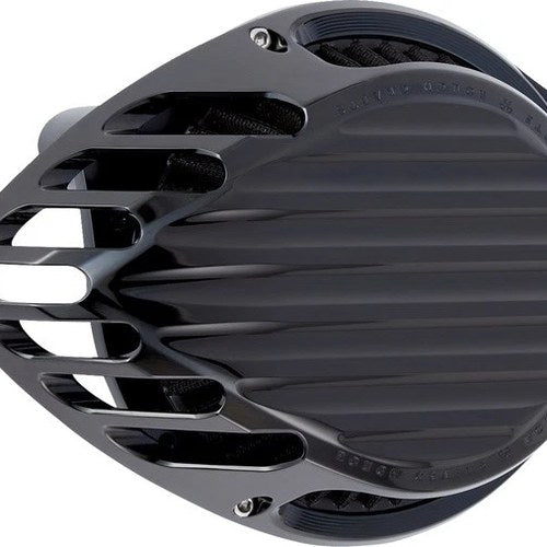 Arlen Ness Rough Crafts Teardrop Finned Air Cleaner Kit All Black #RC-600-021