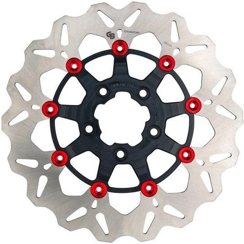 GBrakes Floating Wave Brake Rotor 11.8" Rear Black/Red #GBDU075 Harley Davidson
