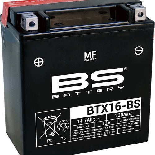 BS Battery Maintenance Free Battery BTX16-BS #300609 for Triumph/Kawasaki/Suzuki
