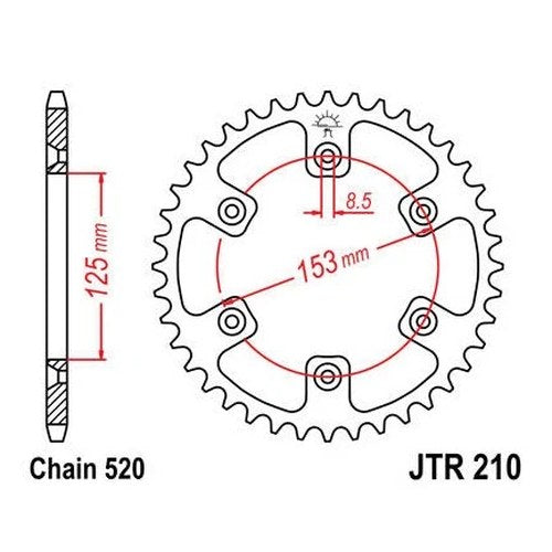 JT Steel Rear Sprocket 520 38T fits Honda CRF230M 2009-2010