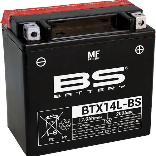 BS Battery Maintenance Free Battery BTX14L-BS #300605 Buell 1125R 2008-2010