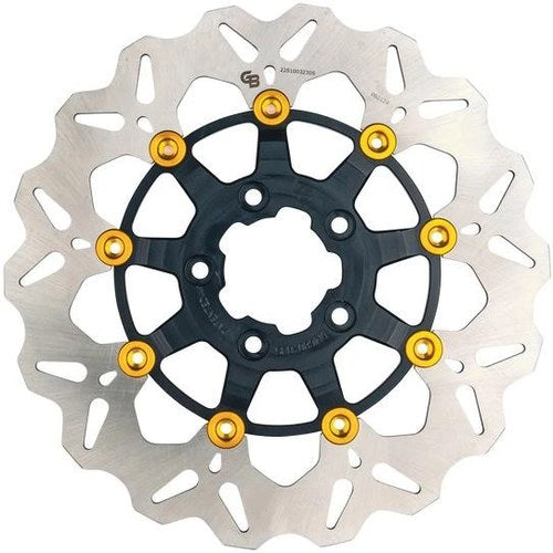 GBrakes Floating Wave Brake Rotor 11.5" Rear Black/Gold #GBDU080 Harley Davidson