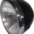 Headlight Round Black Complete British Style 8"