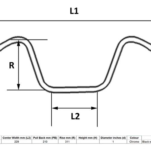 Handlebar 1" Chrome 13" rise with Dimples