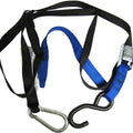 Tie Downs 25mm wide Blue/Black with hook & snap hook