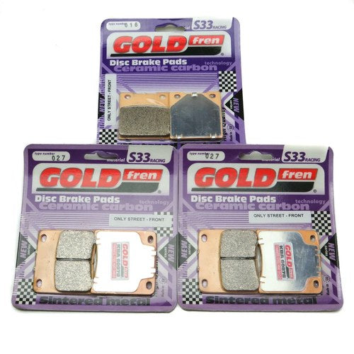 Goldfren S33 Brake Pads Front & Rear For Suzuki Gsx 600 FJ (GN72A) 1988