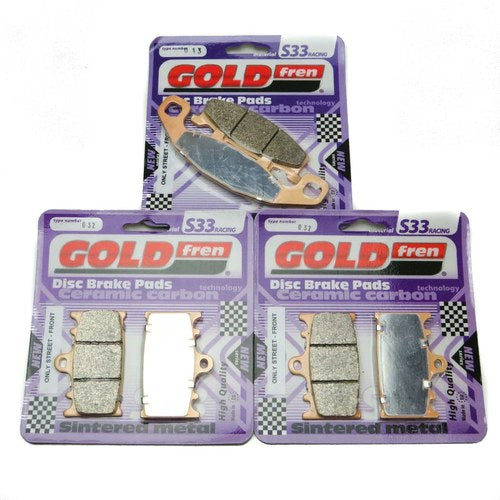 Goldfren S33 Brake Pads Front & Rear For Kawasaki Gpz 900 R A7/A8 1990-1996