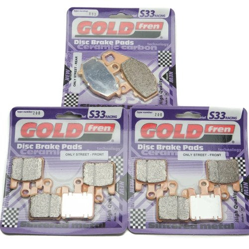 Goldfren S33 Brake Pads Front & Rear For Kawasaki ZX-6R (ZX 636 B1/B2) 2003-2004