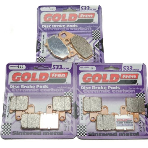 Goldfren S33 Brake Pads Front & Rear For Kawasaki ZX-6R ZX 600 599cc 2009-2016