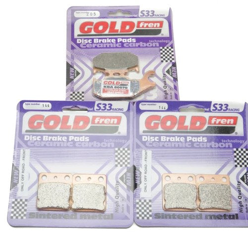 Goldfren S33 Brake Pads Front & Rear For Suzuki LT-A 500 FK2 Vision 4WD 2002