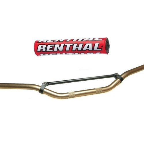 Motocross 7/8" 22mm MX Handlebars Bronze Aluminium Braced & Red Renthal Bar Pad