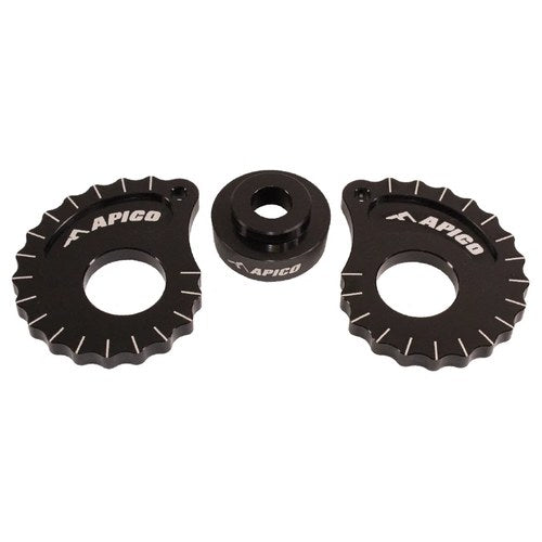 Apico Trials Snail Chain Adjuster Cams For 20mm (With Spacer) Black