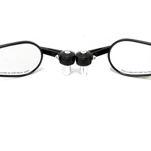 Universal Handle Bar End Mirrors Black Oval For Motorbike Motorcycle