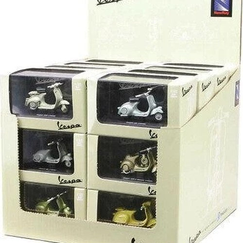 Newray Die Cast Model Vespa Assortment, 12 Styles, 24 Pieces, Scale 1:32