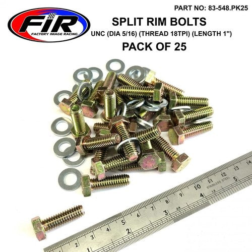 Bead Lock Bolts Unc 5/16-18TPI 1'', Pack OF 25 Split Rim, Imperial
