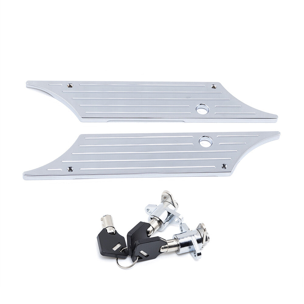 Chrome Billet Saddlebag Latch Cover Lock Key Set For Harley Electra Street Glide