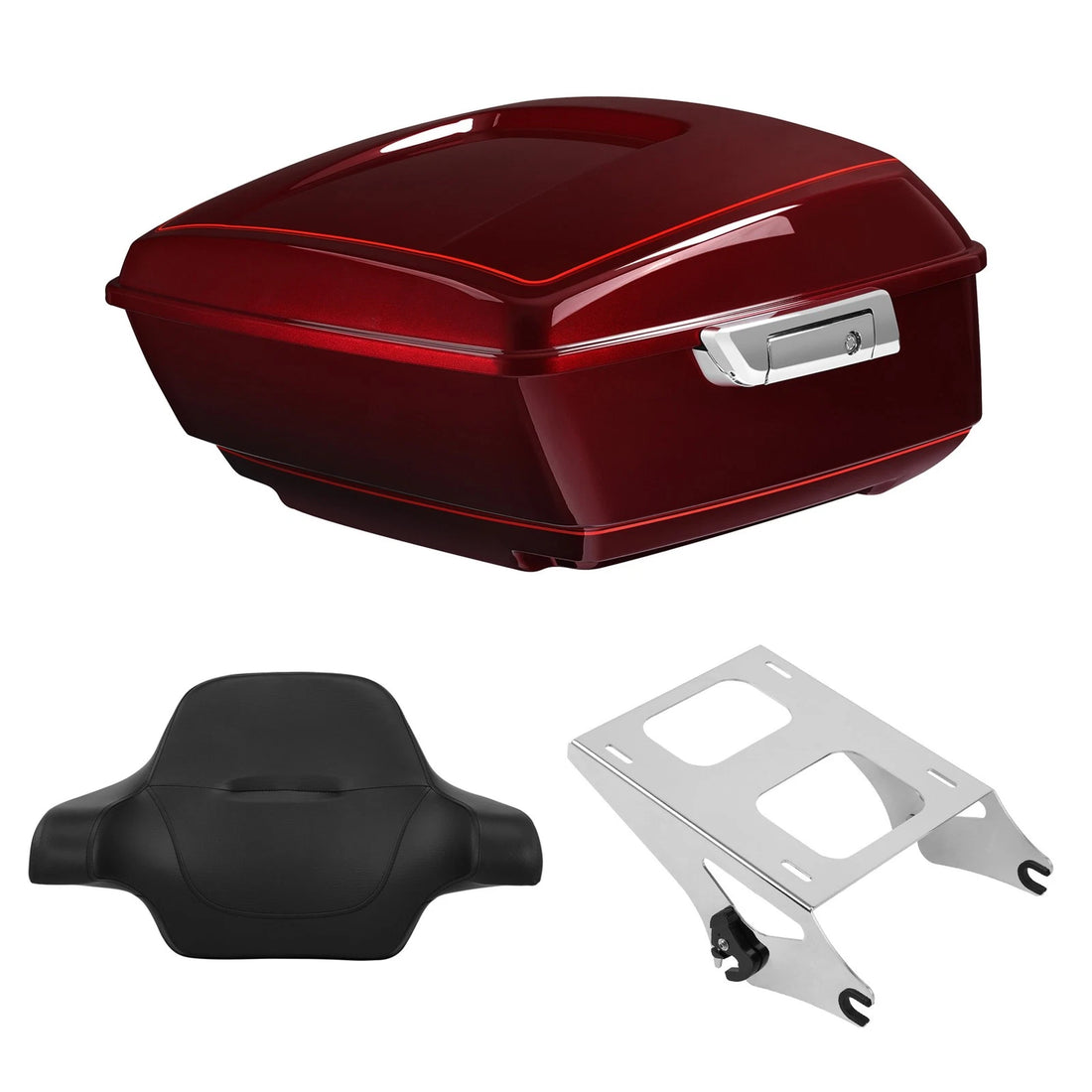 King Trunk Backrest Mount Fit For Harley Road Glide 14-26 Mysterious Red Sunglo