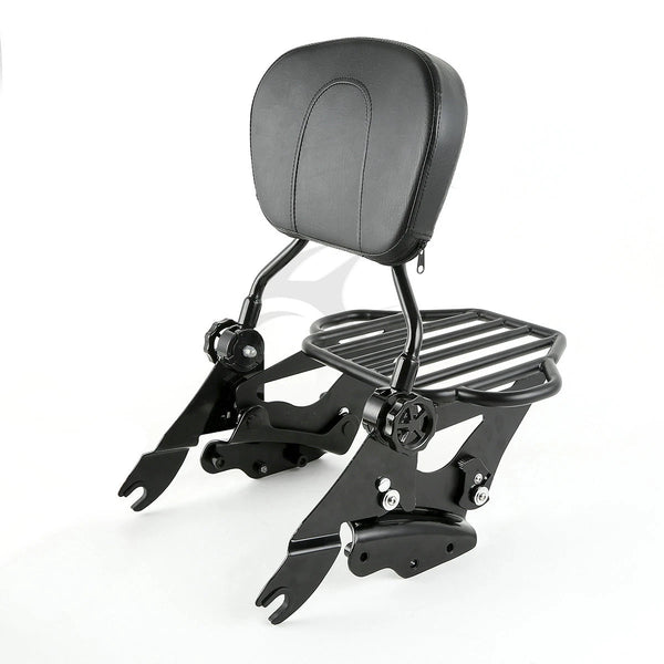 Backrest Pad Sissy Bar Rack & 4 Point Docking Fit For Harley Touring 2009-2013