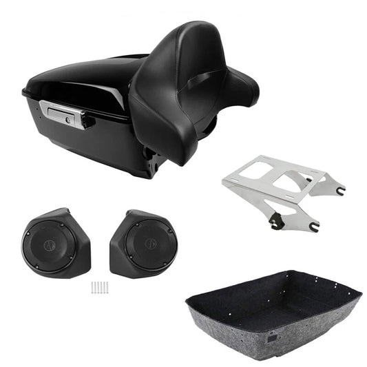 King Trunk Backrest Pad Speakers Mount Fit For Harley Touring Models 14-Up
