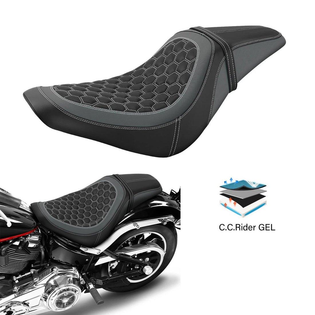 Driver Passenger Gel Seat Fit For Harley Low Rider S FXLRS 2020-2025