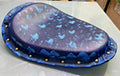 for Real Leather black with Blue Dotted Bobber Solo Seat for Royal Enfield