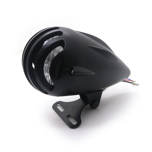 Motorcycle Black Bullet Grill Headlight For Honda Suzuki Yamaha Kawasaki Custom