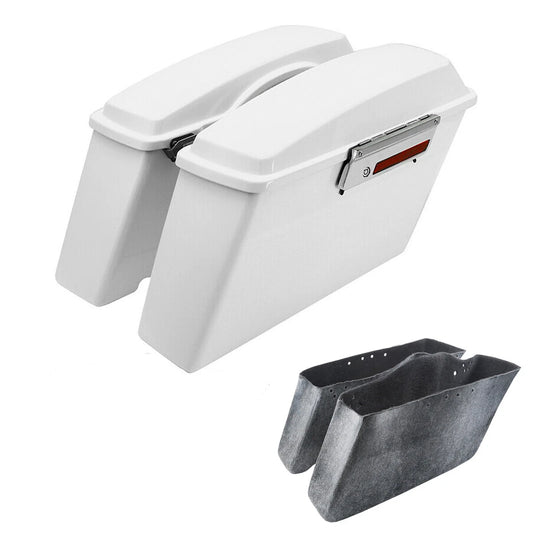 White Hard Saddlebags Fit For Harley Softail Heritage Classic Fatboy 1984-2017