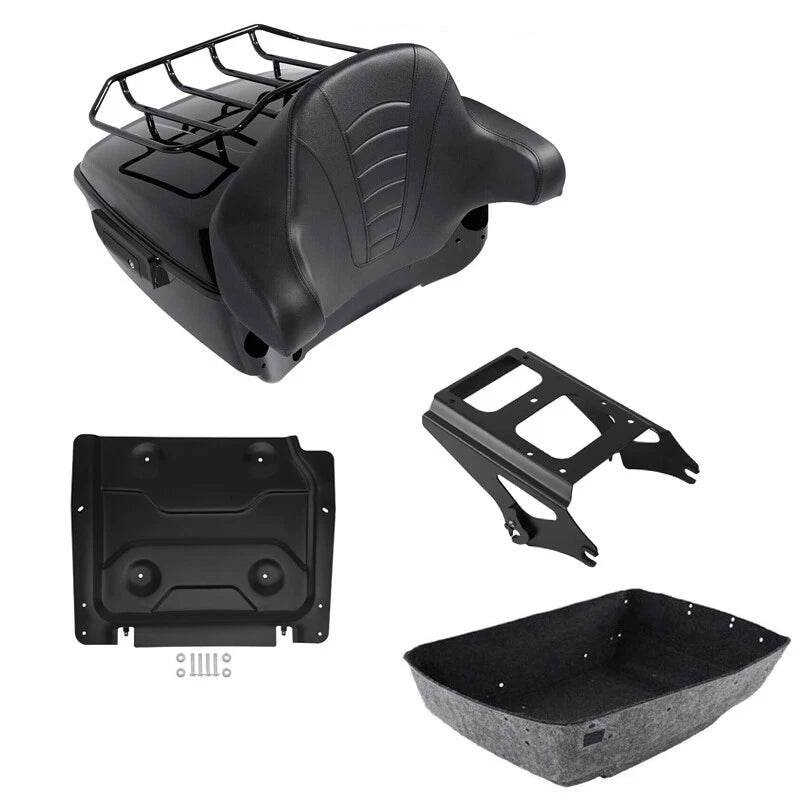 King Trunk Backrest Pad Mount Rack Plate Fit For Harley Street Glide 09-13