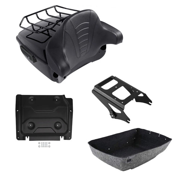 King Trunk Backrest Pad Mount Rack Plate Fit For Harley Street Glide 09-13